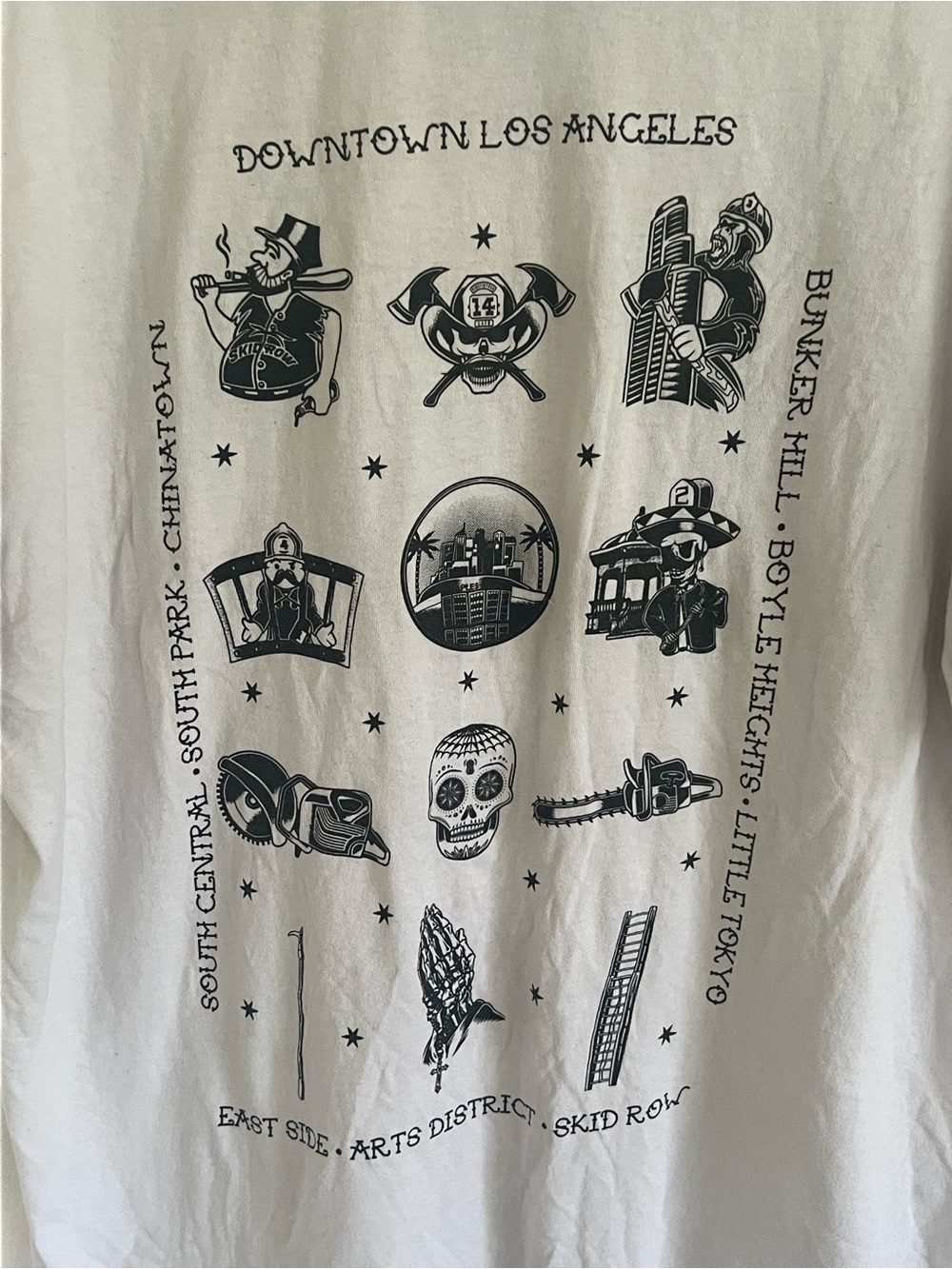 Cream LA City Cotton Short Sleeve V Neck T Shirt Tee xL - Picture 3 of 5